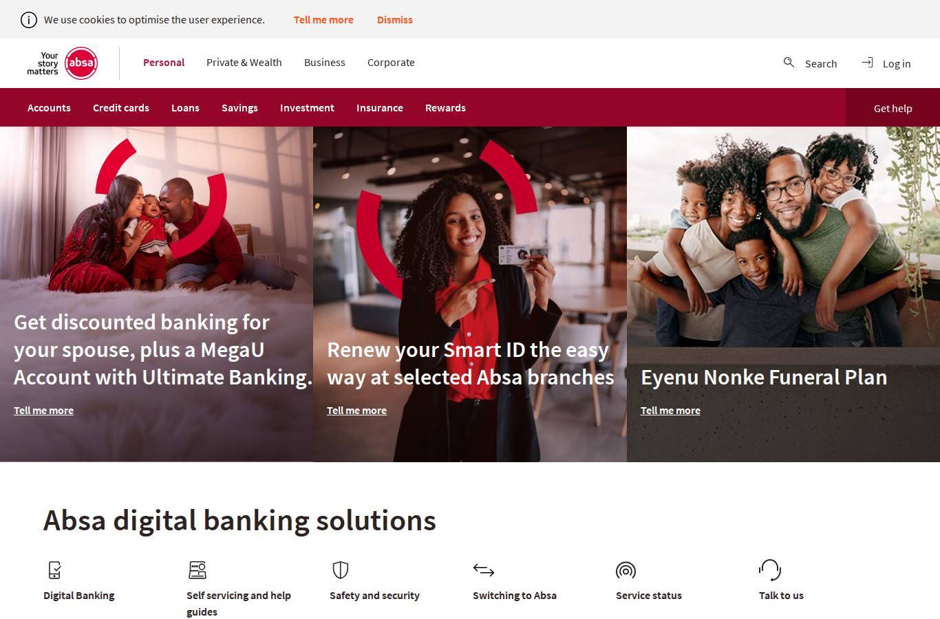 Screenshot of the Absa Stockbrokers & Portfolio Management website