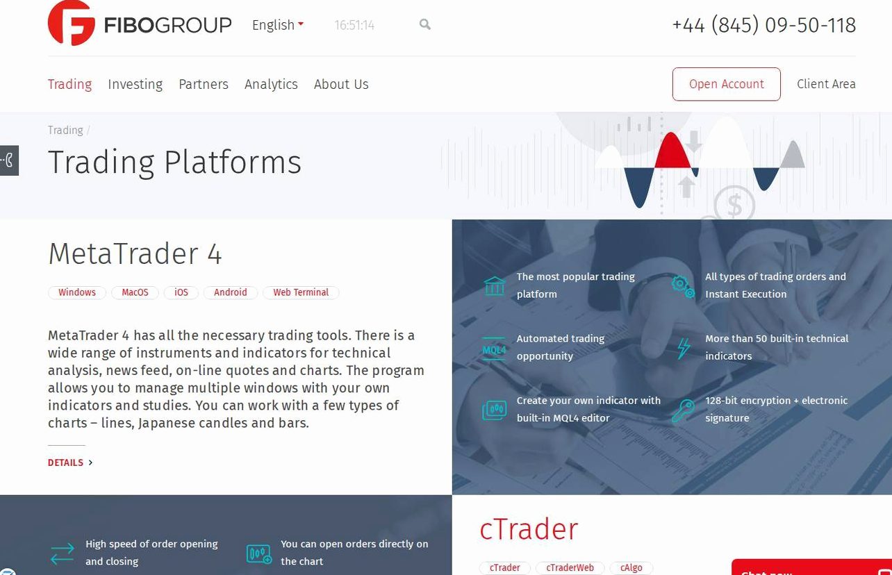 The platform page on the FIBO Group website