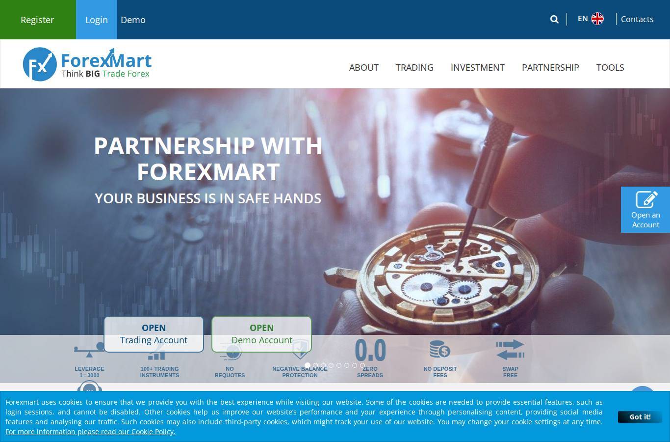 Screenshot of the ForexMart website