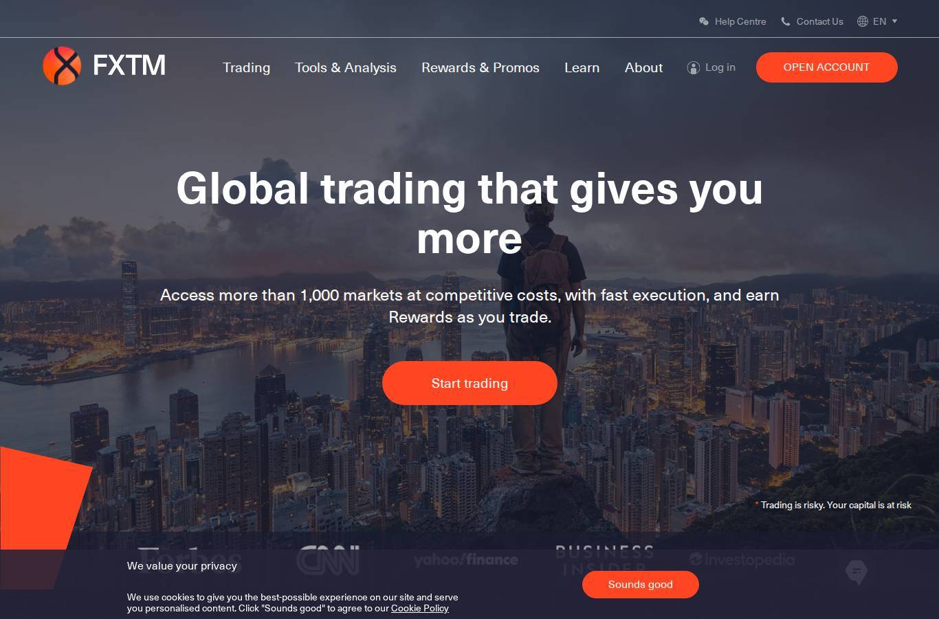 Screenshot of the FXTM website