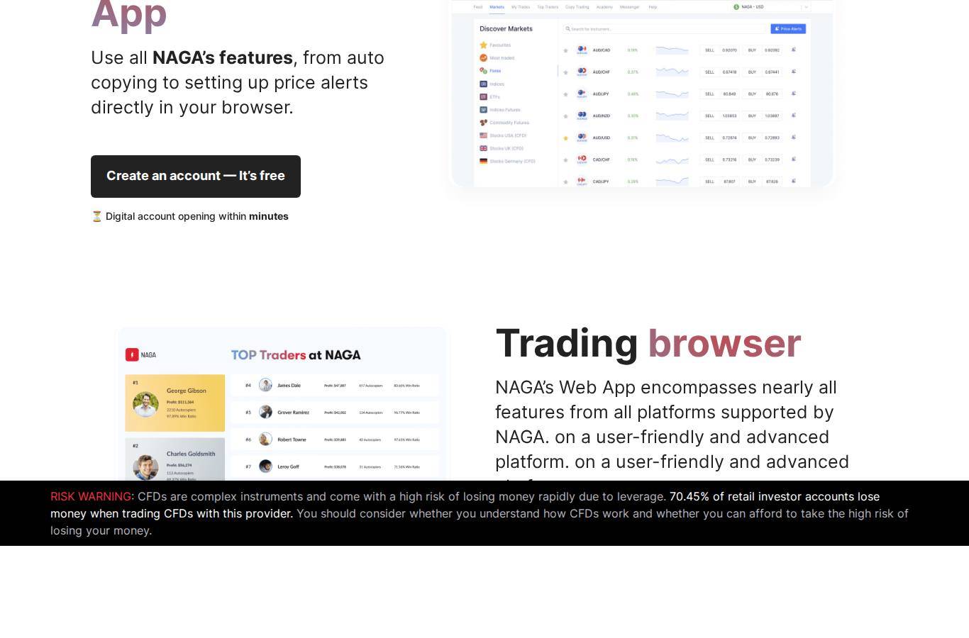 The platform page on the NAGA website