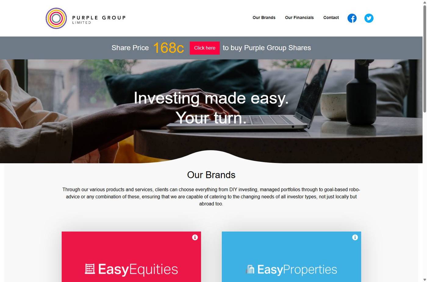 Screenshot of the Purple Group website