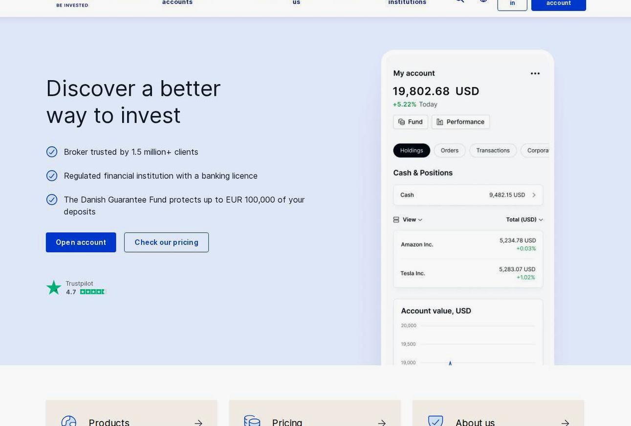 Screenshot of the Saxo Bank website