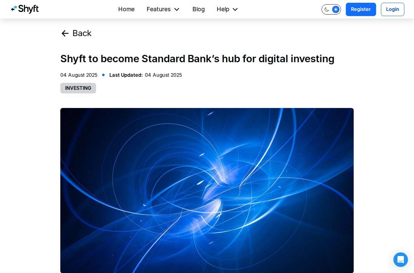 The platform page on the Shyft (Standard Bank Shyft) website