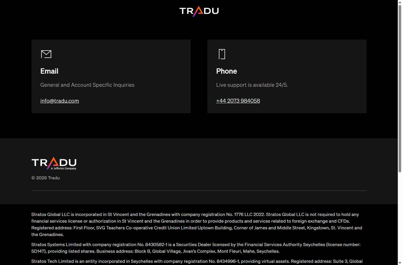Screenshot of the Tradu website