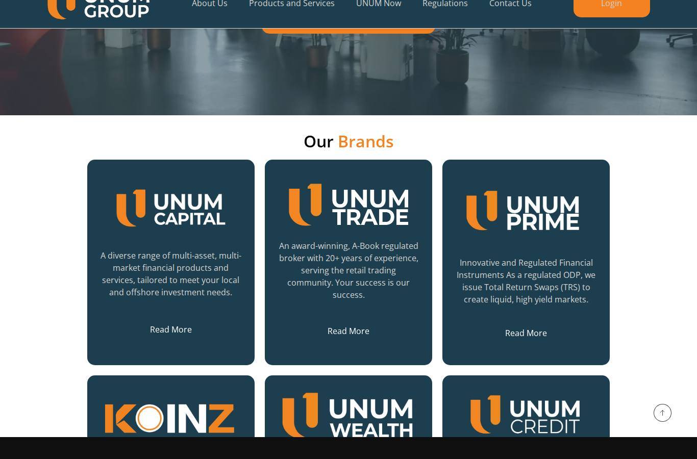 Screenshot of the Unum Capital website